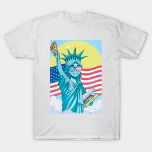 4th Of July Pizza Lover Liberty Statue National Pizza Day 2023 T-Shirt